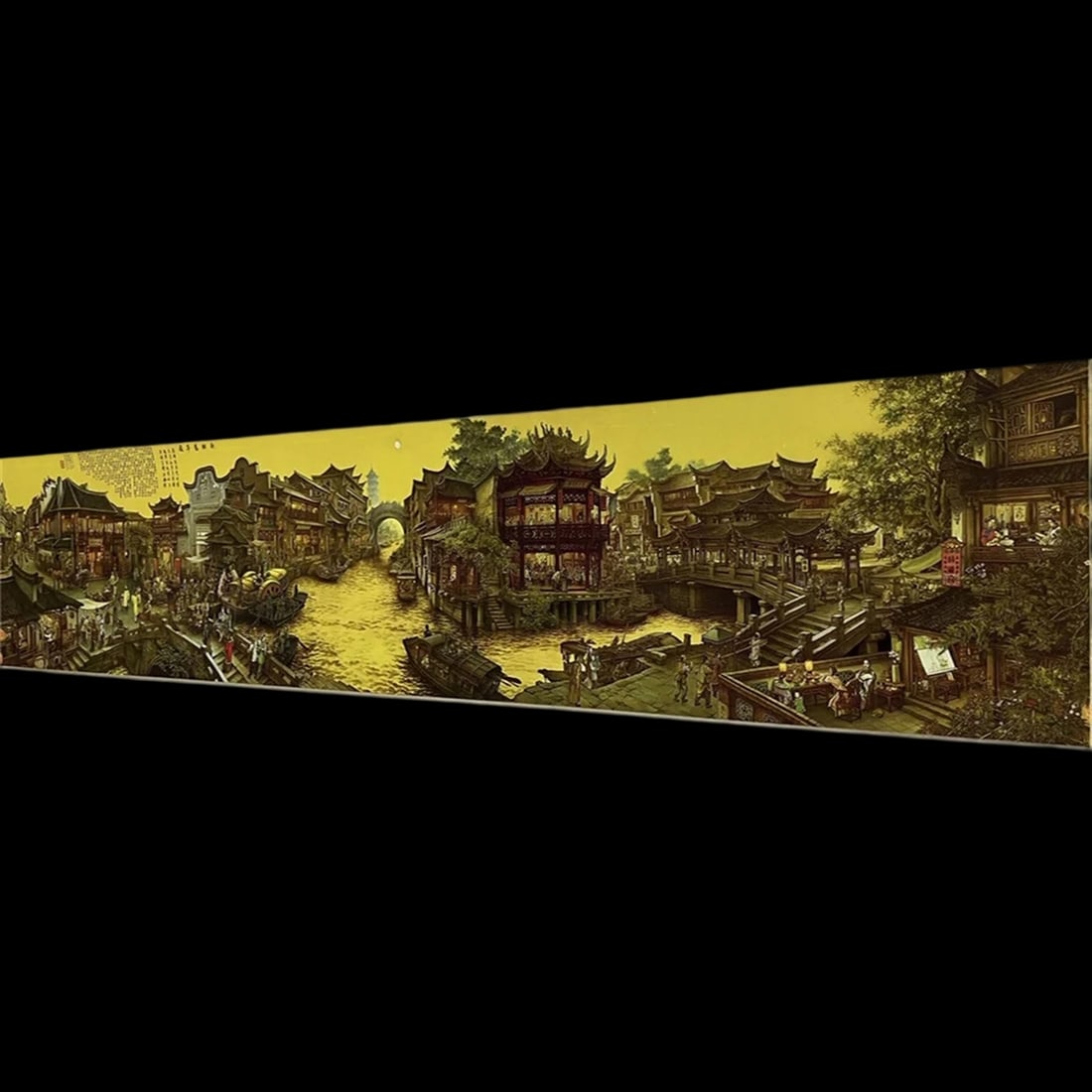 Asian Old Style Dream Night Town Pattern Scroll (1 of 8)