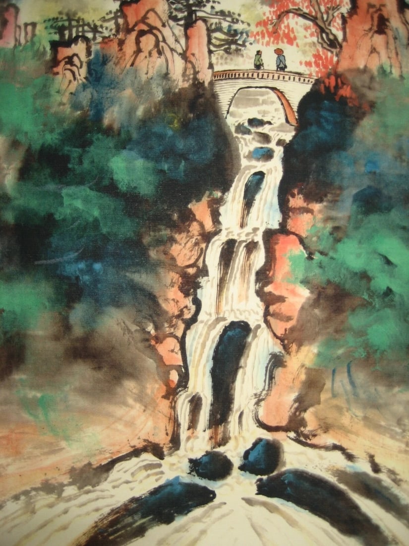 Chinese Waterfall Pattern Old Style Paper Scroll - 3