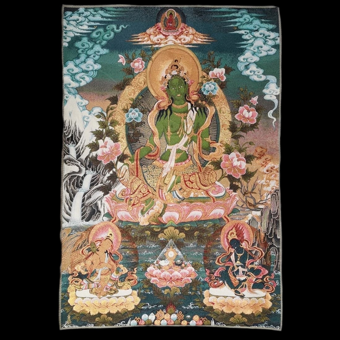 Asian Old Style Female Deity Pattern Tangka Mural (1 of 4)