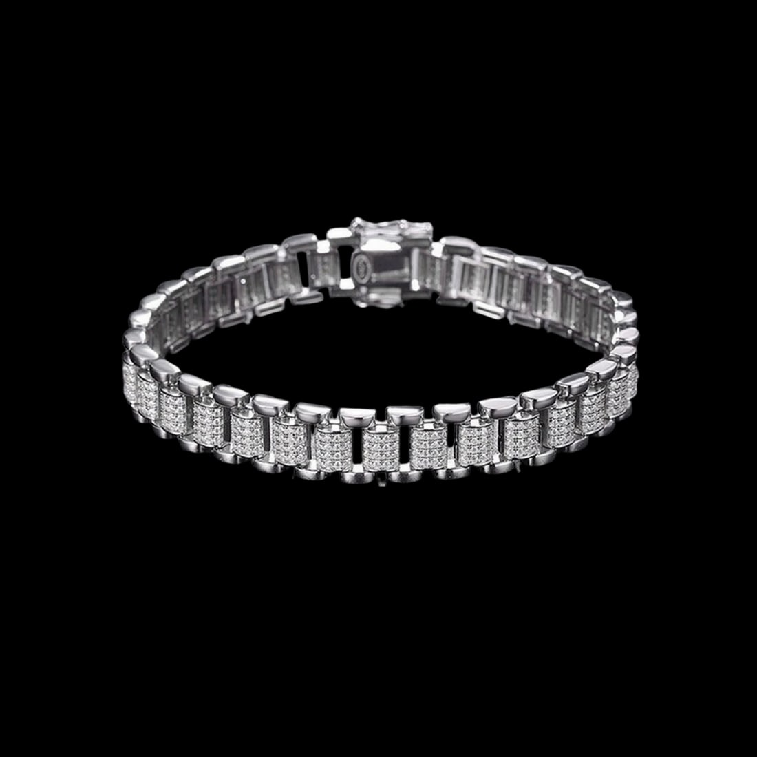 Stone Moissanite Barrel Shaped Bracelet Silver 925 (1 of 5)