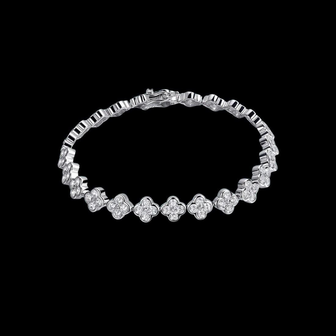 Chamomile Shaped Bracelet Moissanite 925 Silver (1 of 5)