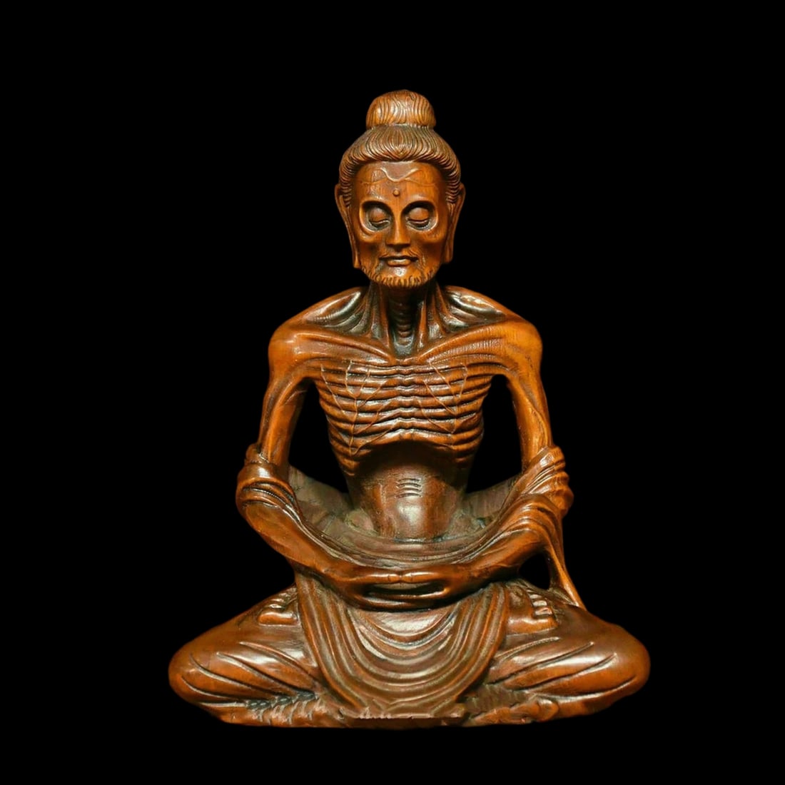 Oriental Retro Style Monk Wooden Carved Figurine (1 of 4)
