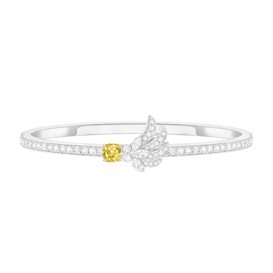 Modern Sterling Silver Cubic Zirconia Sweep Wing Cushion Bangle (1 of 5)