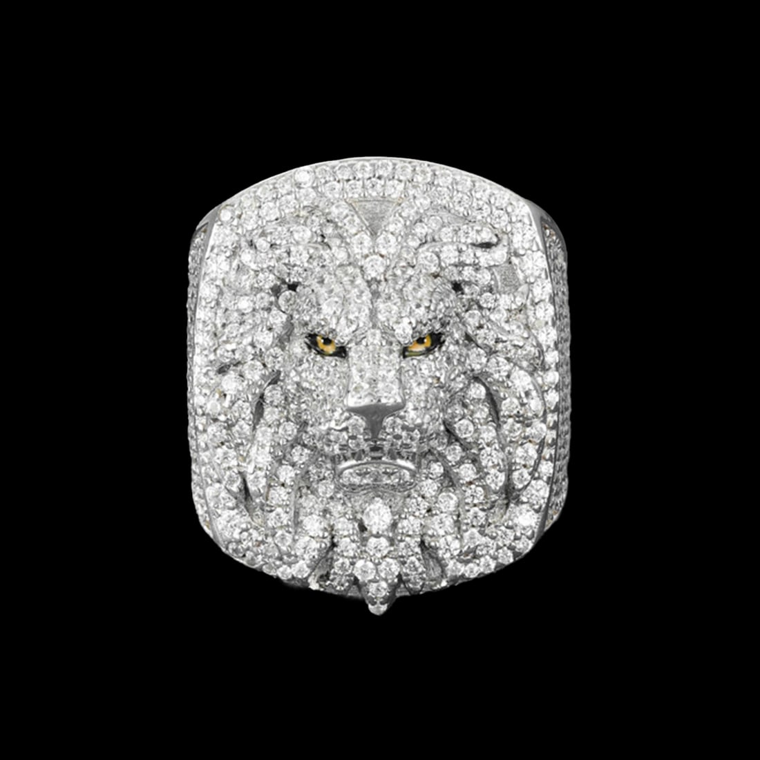 Unique Sterling Silver Moissanite Lion Head Motif Polished Ring (1 of 3)