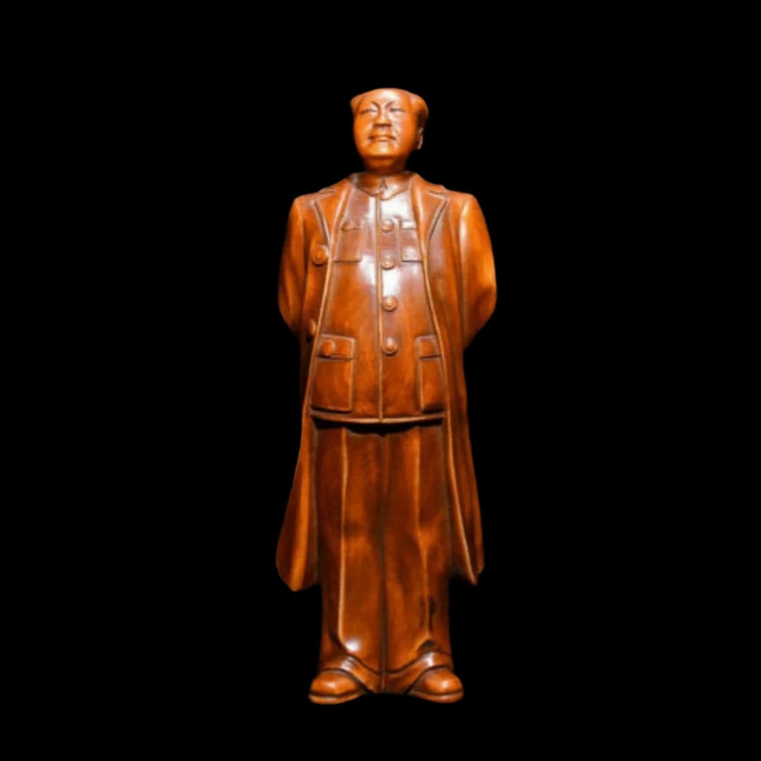 Antique Style Hand Work Boxwood Chairman Statue (1 of 4)