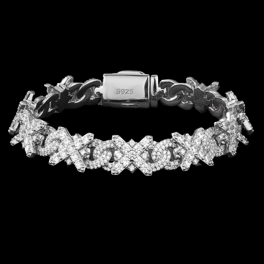 Shiny 925 Silver Bracelet Floral Pattern Luxury (1 of 4)