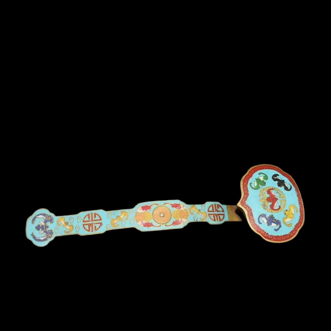 Asian Mythic Cloisonne Ruyi Lucky Bats Scepter (1 of 5)