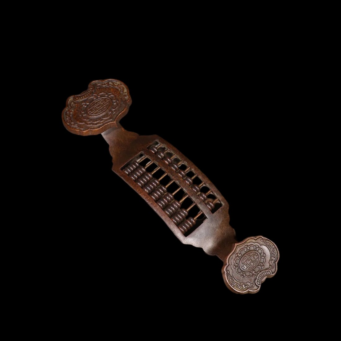 Handwork Brass Ru Yi Abacus Wealth Spirit Signet: Size: Height 32 cm - Length 9.5 cm - Width 1 cm. Materials: Brass. Condition: Appears to have a classic aesthetic. This unique ornamental piece combines the form of a traditional Ruyi scepter with a
