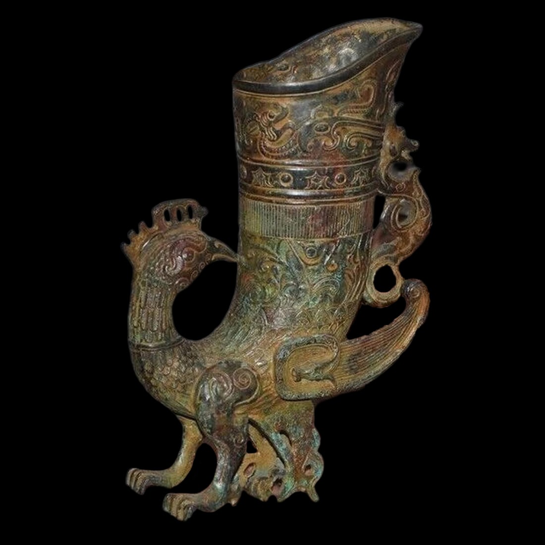 Asian Retro Style Cup Wineware Phoenix Pattern - 2