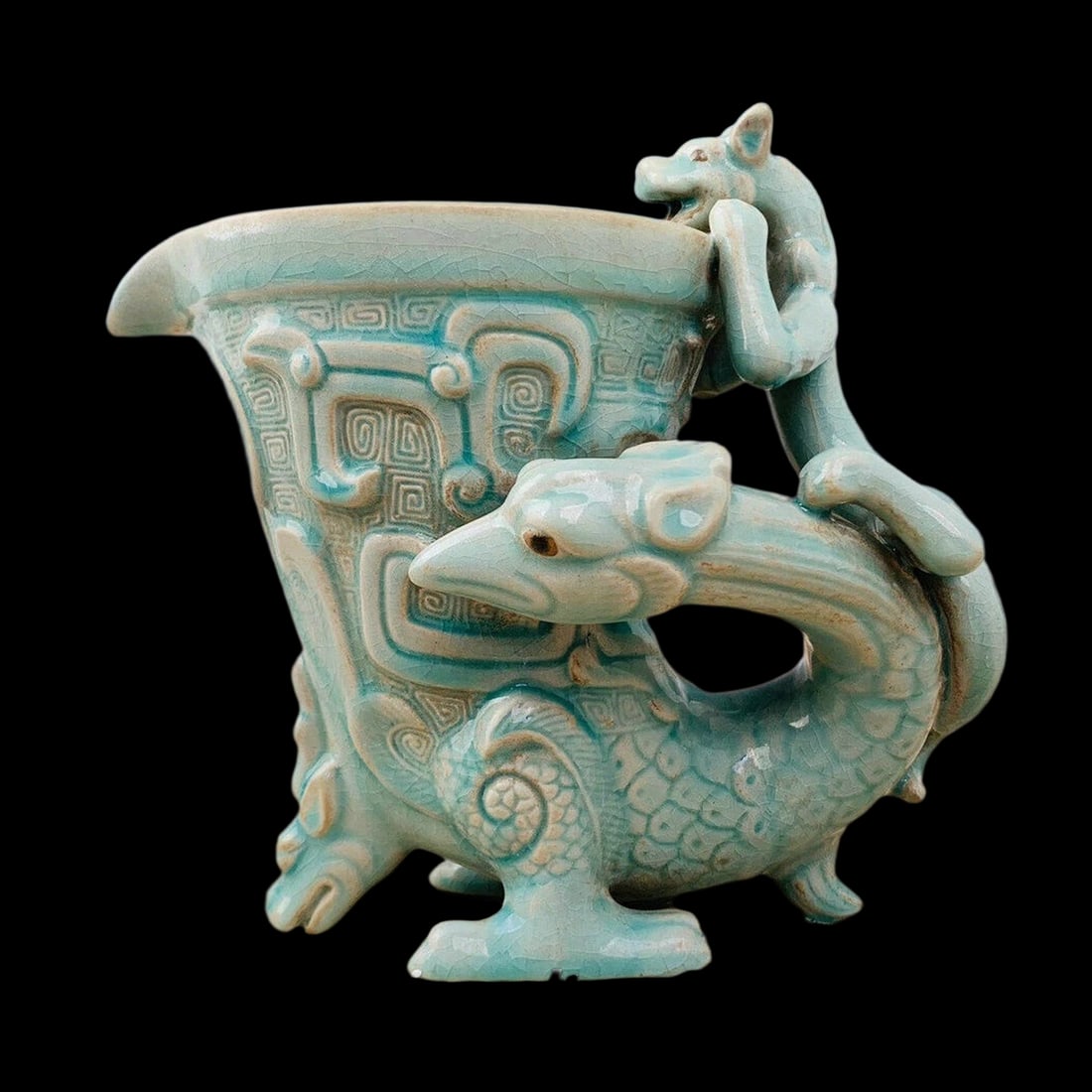 Chinese Old Style Wine Cup Dragon Beast Pattern (1 of 6)