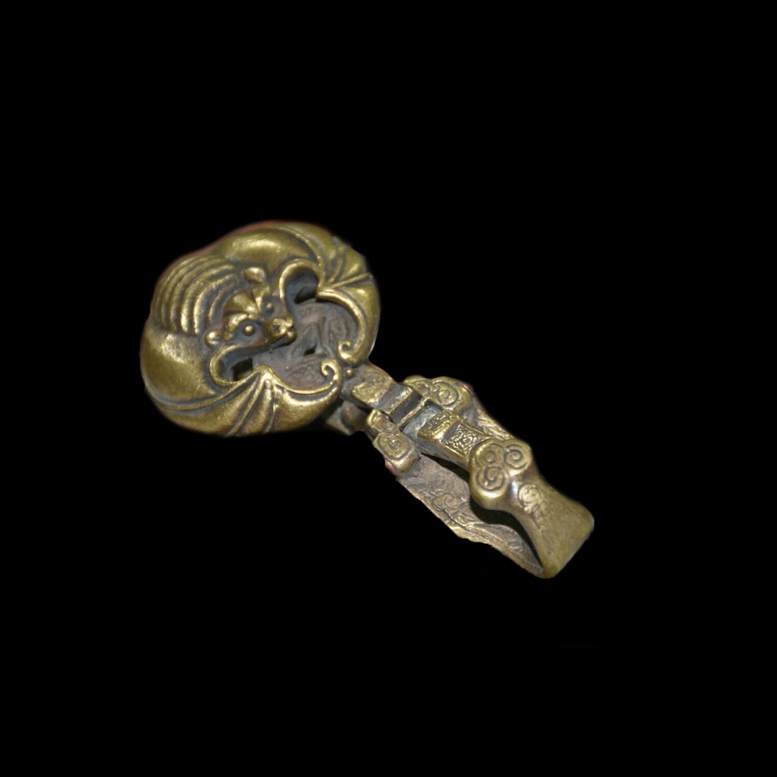 Asian Old Style Bat Five Blessings Pattern Buckle - 2