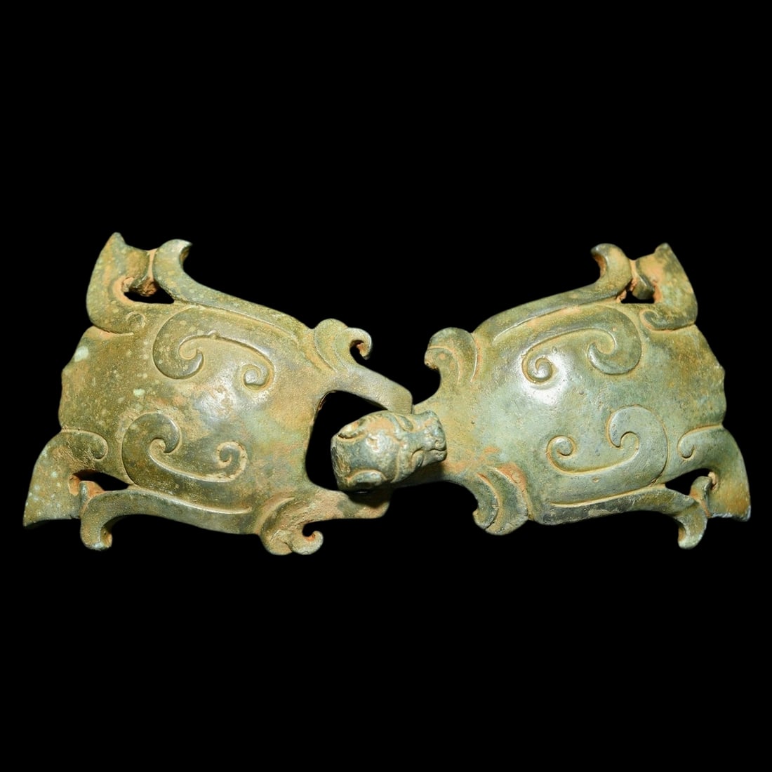 Vintage Bronze Marked Chinese Beast Face Head Belt Buckle (1 of 5)