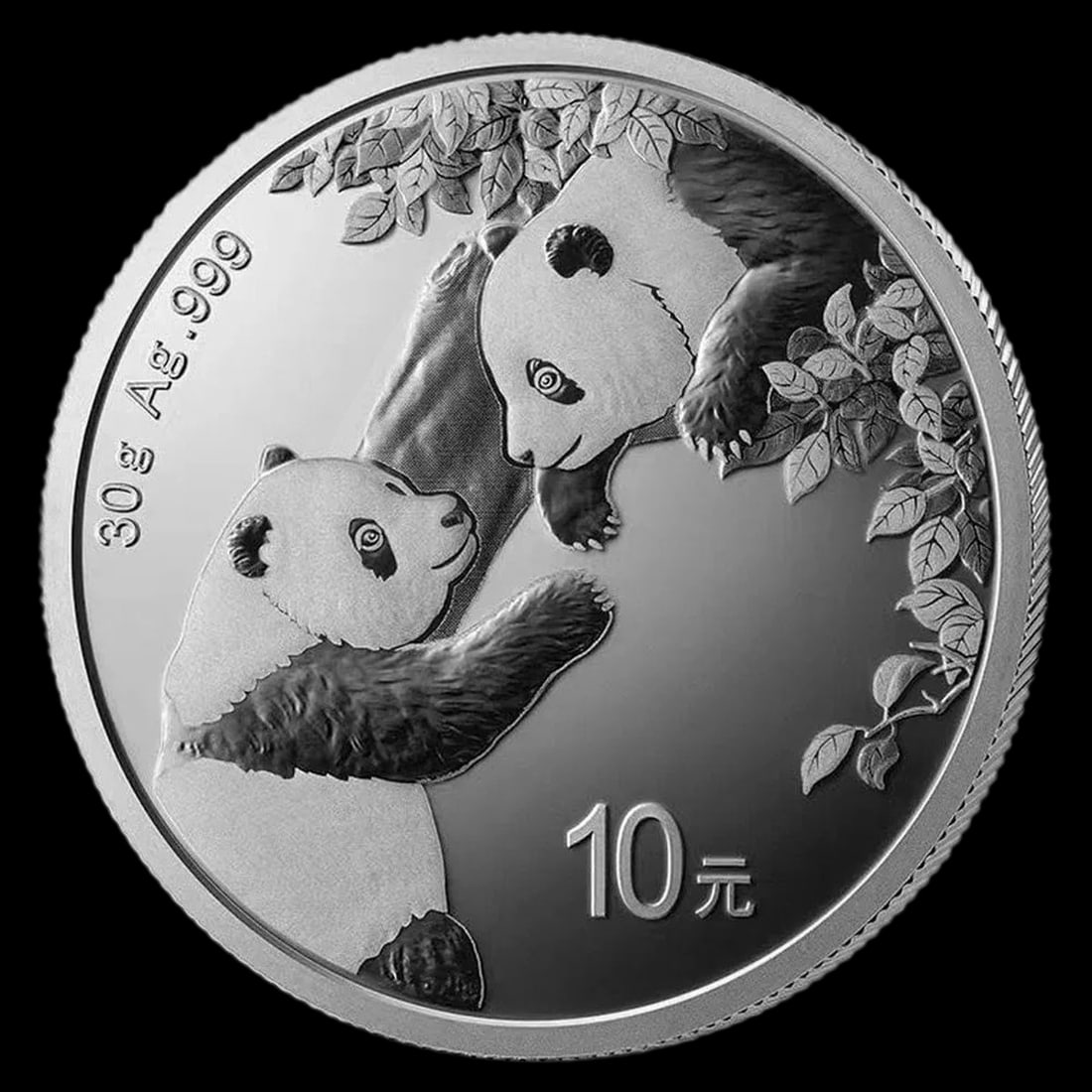 China Silver Panda Commemorative Collection Coin Graded Edition: Size: Diameter 4 cm - Thickness 3 mm. Weight 30 g. Materials: 999 silver Condition: New This commemorative coin features a detailed depiction of a panda on the obverse, rendered with crisp textures