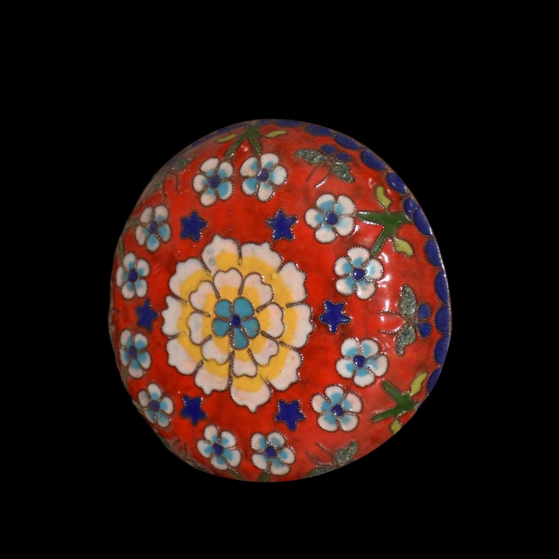 Asian Old Style Copper Box Flowers Circle Pattern - 2