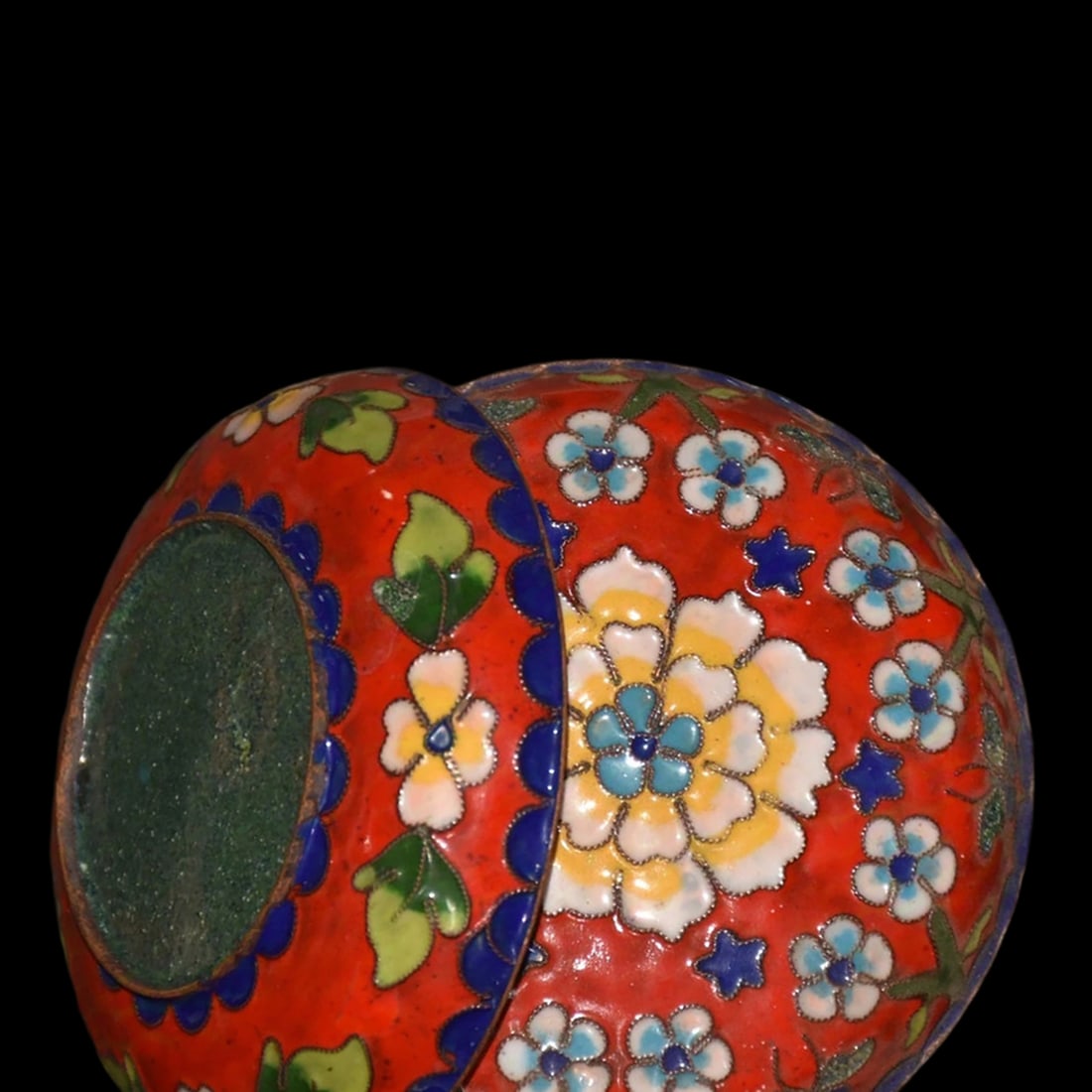 Asian Old Style Copper Box Flowers Circle Pattern - 6