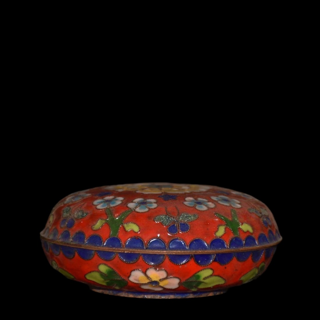 Asian Old Style Copper Box Flowers Circle Pattern - 8