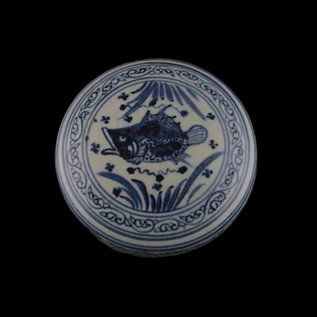 Asian Old Style Porcelain Inkwell Box Fish Pattern (1 of 5)