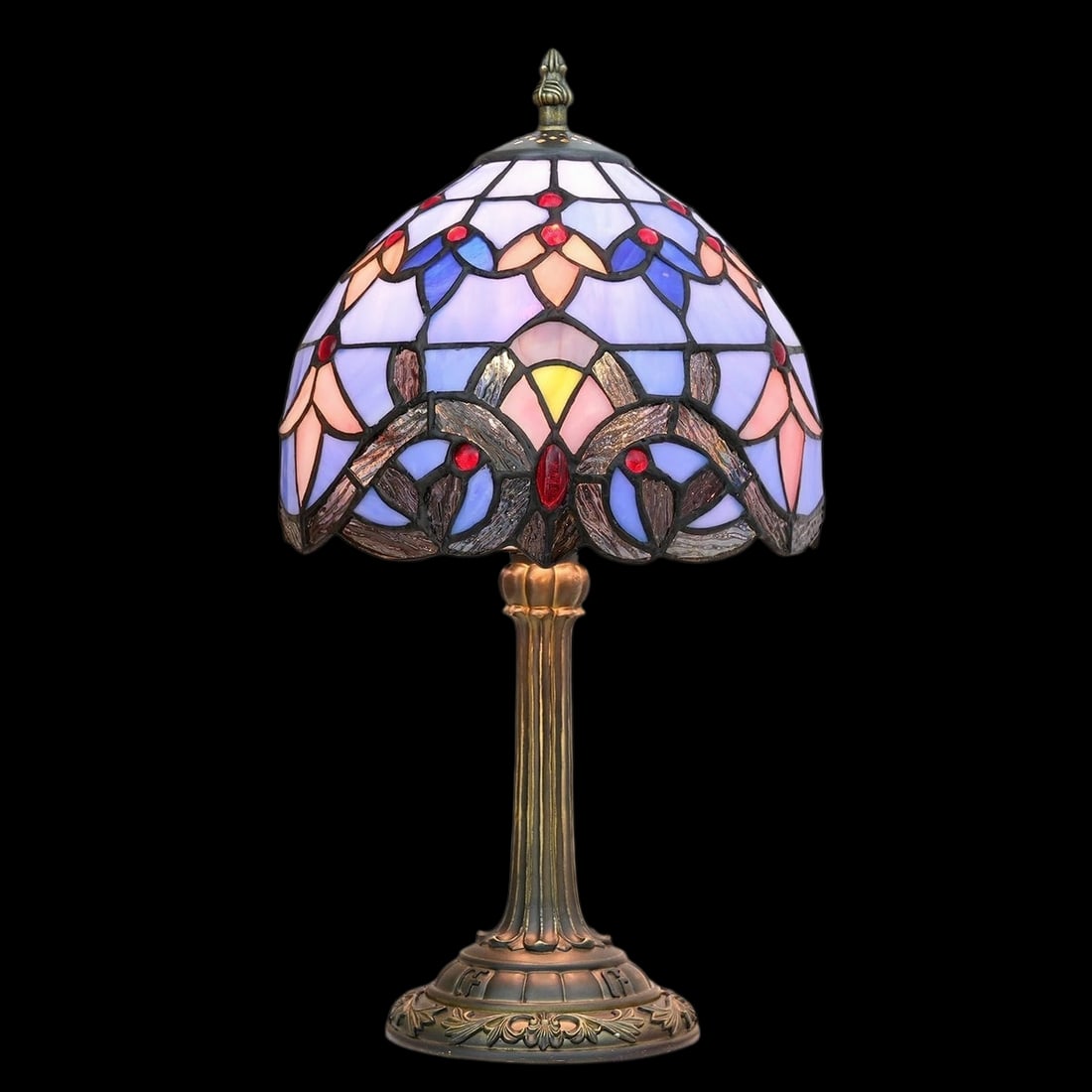 Bedside Lamp Tiffany Style Geometric Glass Shape (1 of 4)