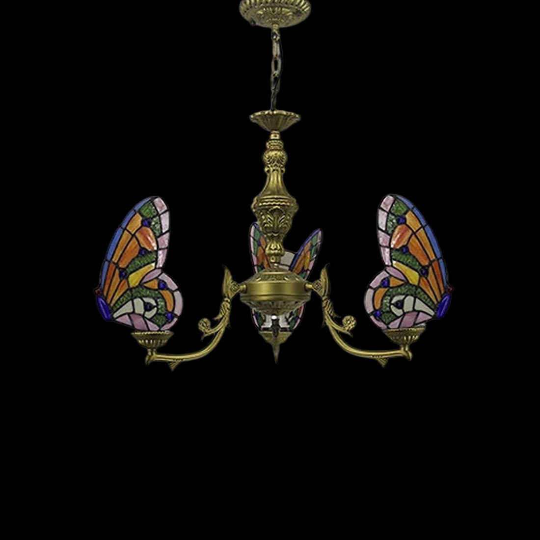 Hanging Chandelier Tiffany Style Fly Bug Pattern - 2