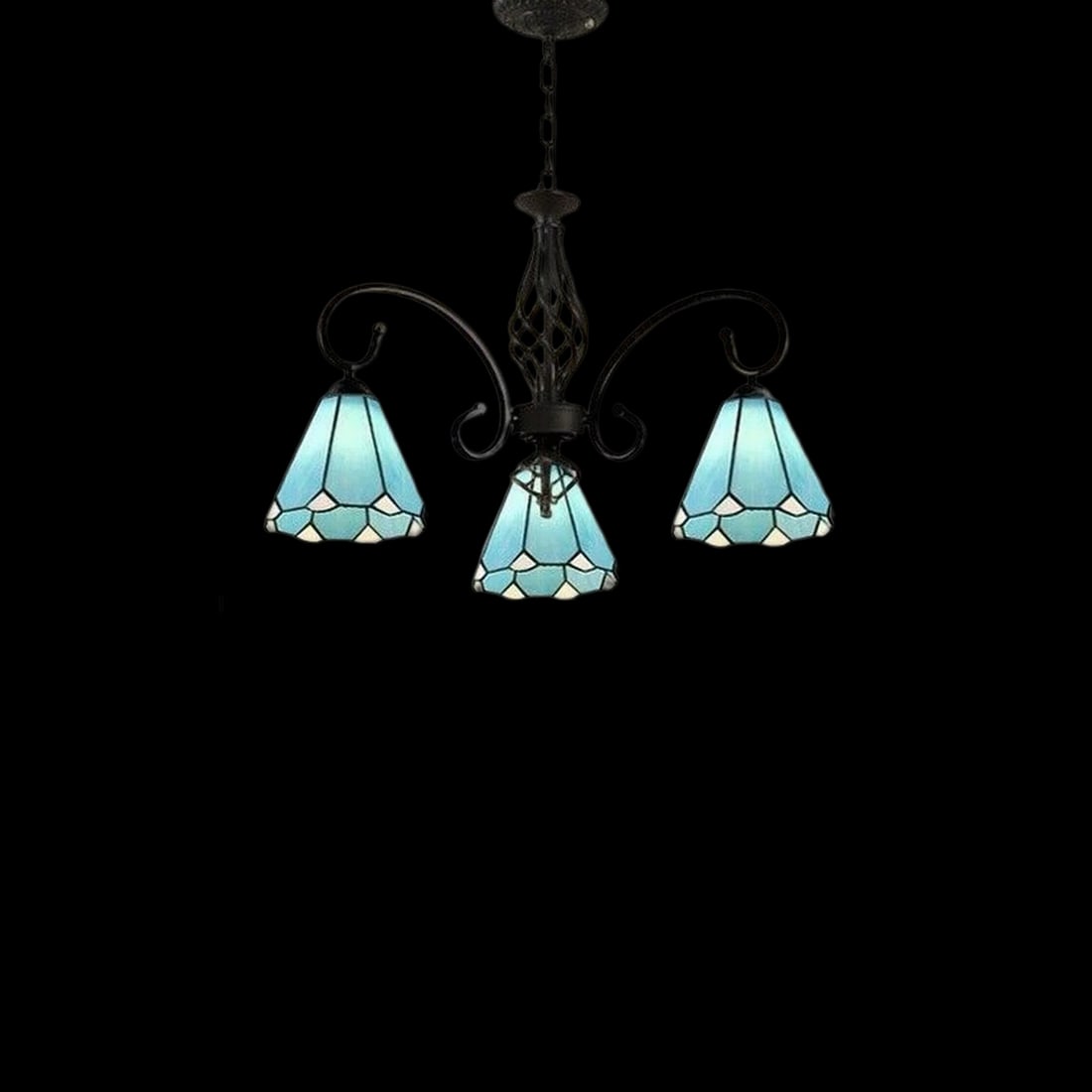 Tiffany Style Hanging Chandelier Bellflower Motif (1 of 2)