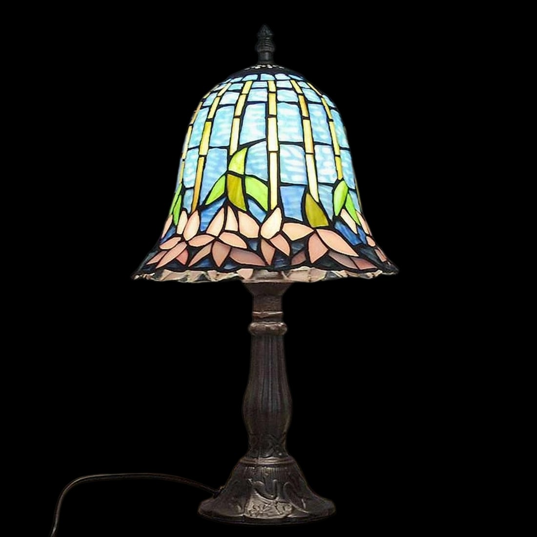 Retro Art Glass Water Lily Table Lamp Lighting (1 of 6)