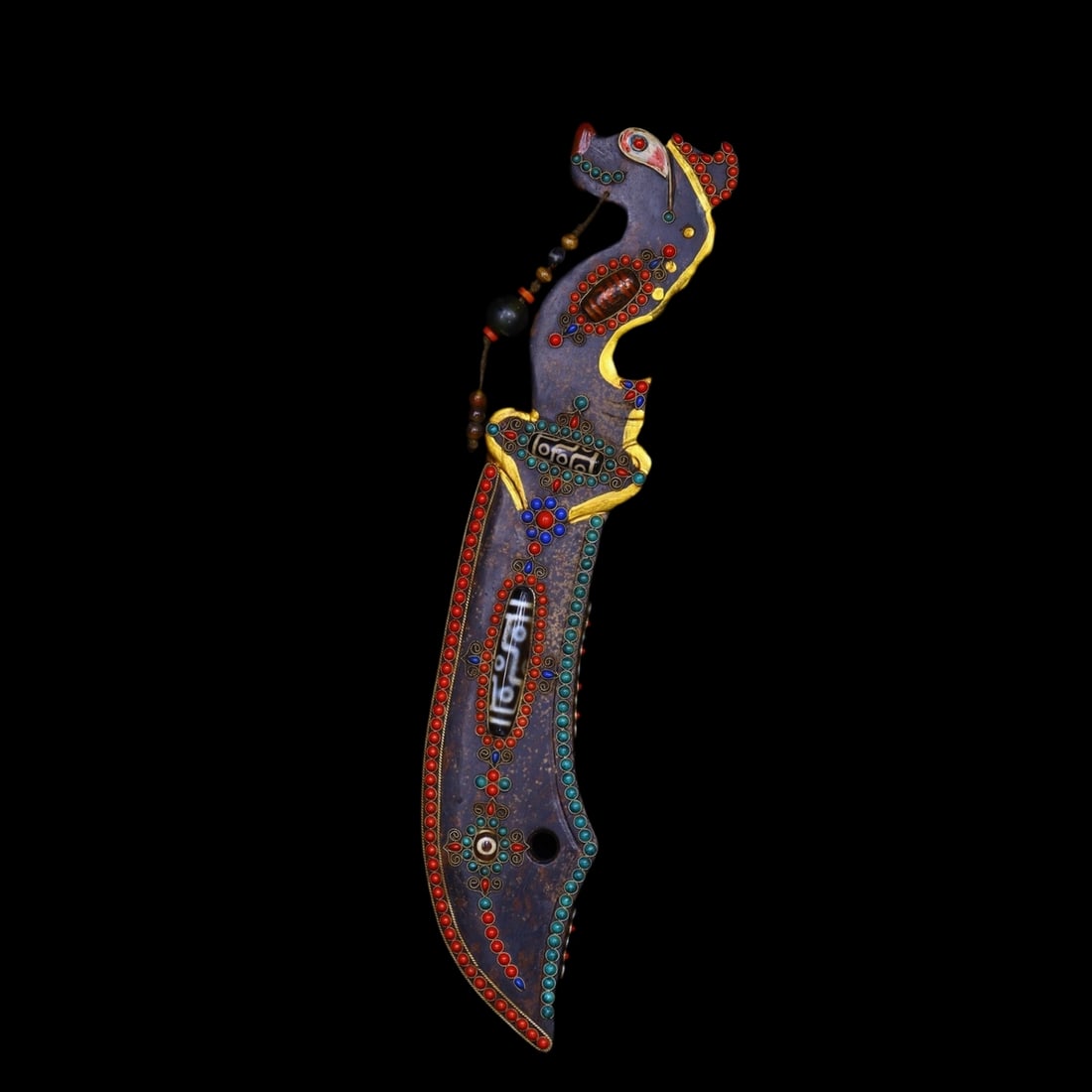 Retro Meteorite Inlay Gems Dzi Bead Long Sword Faqi (1 of 9)