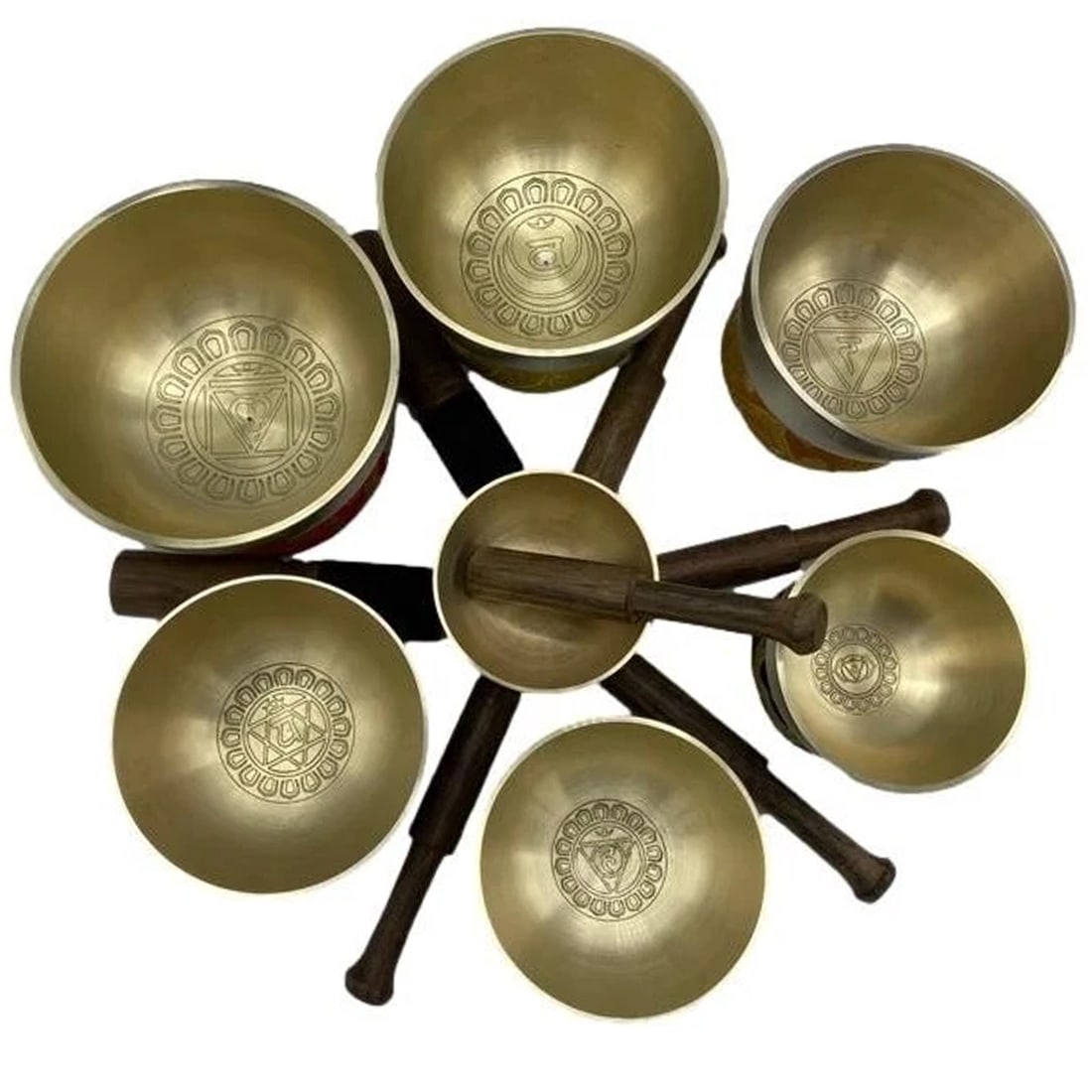 Asian Metal Carved Mantra Healing Singing Bowl Set (1 of 2)