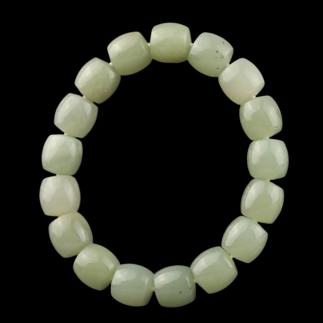 Asian Natural Hetian Jade Hand Carved Buddha Beads Bracelet: Size: Height 11 mm - Length 10 mm - Width 10 mm. Weight 5 g. Materials: Jade Condition: Excellent This small bead statue is crafted from solid jade. The surface features detailed carved patterns showc