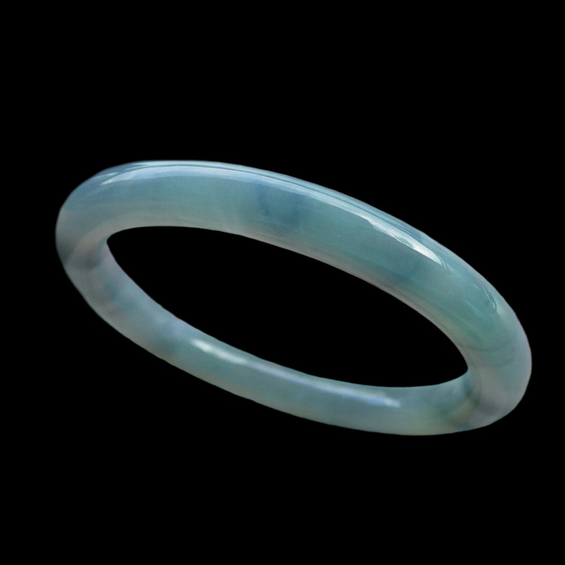 Vintage Jadeite Jade Round Baby Circle Bangle Bracelet: Size: Diameter 43 mm - Width 6 mm. Weight 30 g. Materials: Jadeite Condition: New This baby circle bangle bracelet is crafted from translucent icy green jadeite. The material displays an undyed, consi