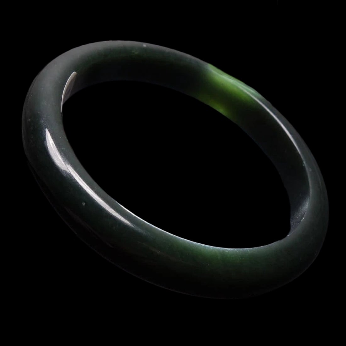 Vintage Natural Black Green Hetian Nephrite Jade Bangle Bracelet (1 of 4)