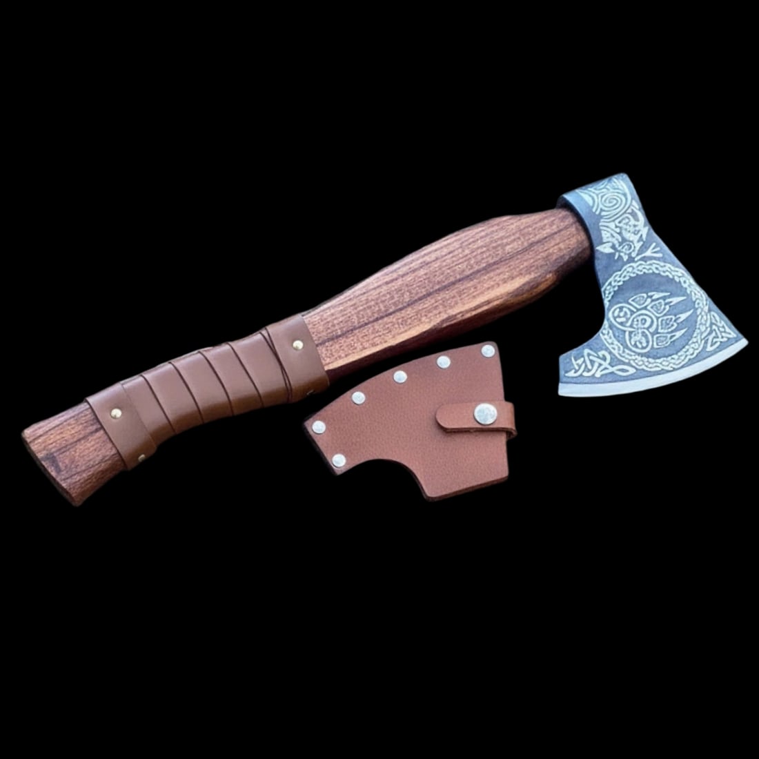 Handmade Carbon Steel Viking Hatchet Lion Paw Throwing Axe (1 of 4)
