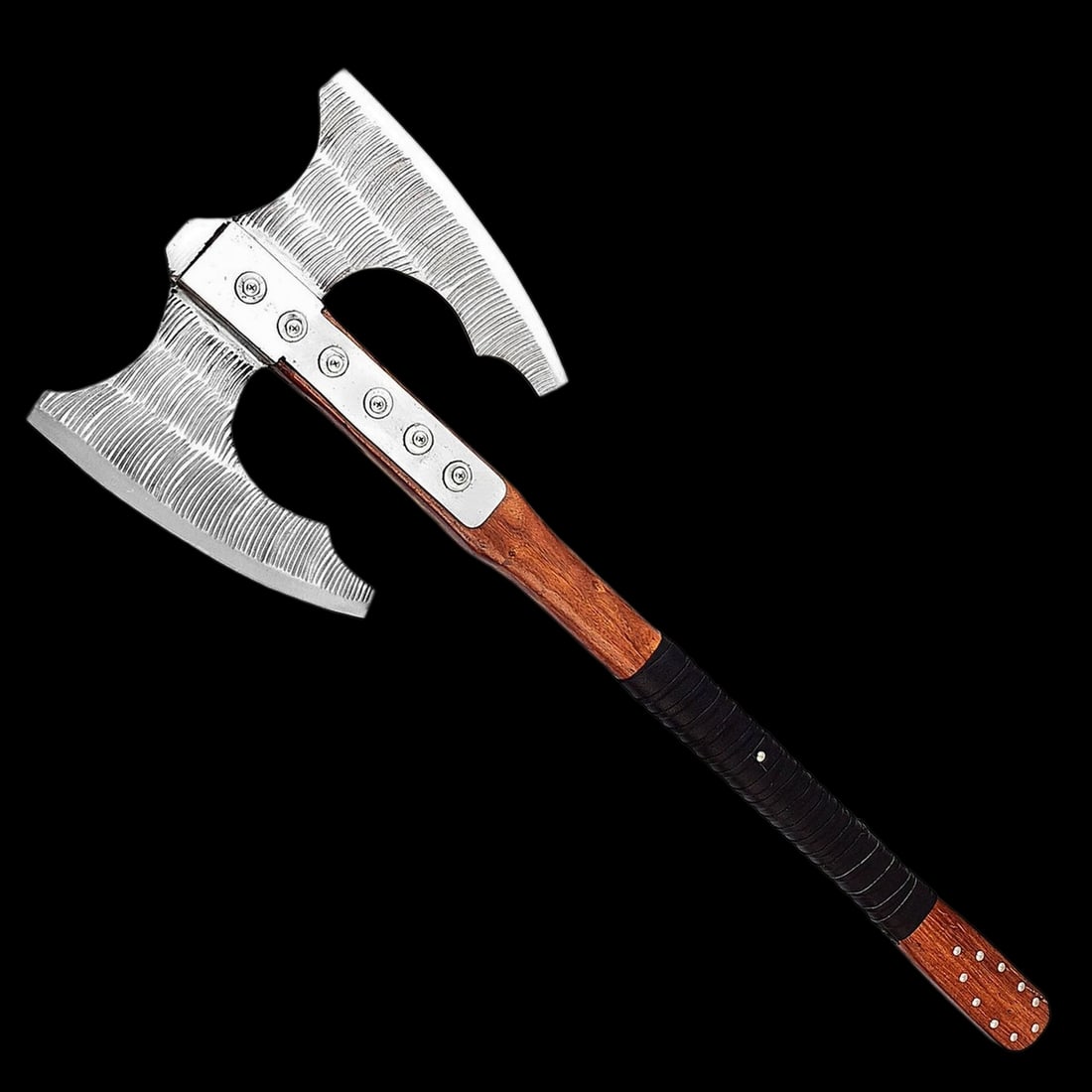 Handmade Carbon Steel Double Bladed Viking Battle Axe (1 of 3)