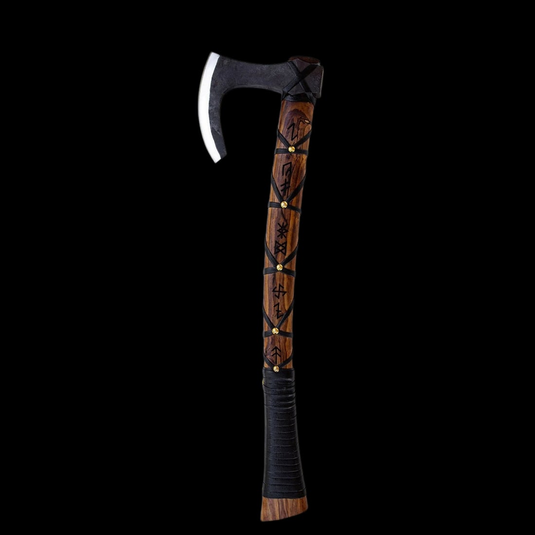 Handmade High Carbon Steel Viking Bearded Axe Rune Wood Handle (1 of 3)