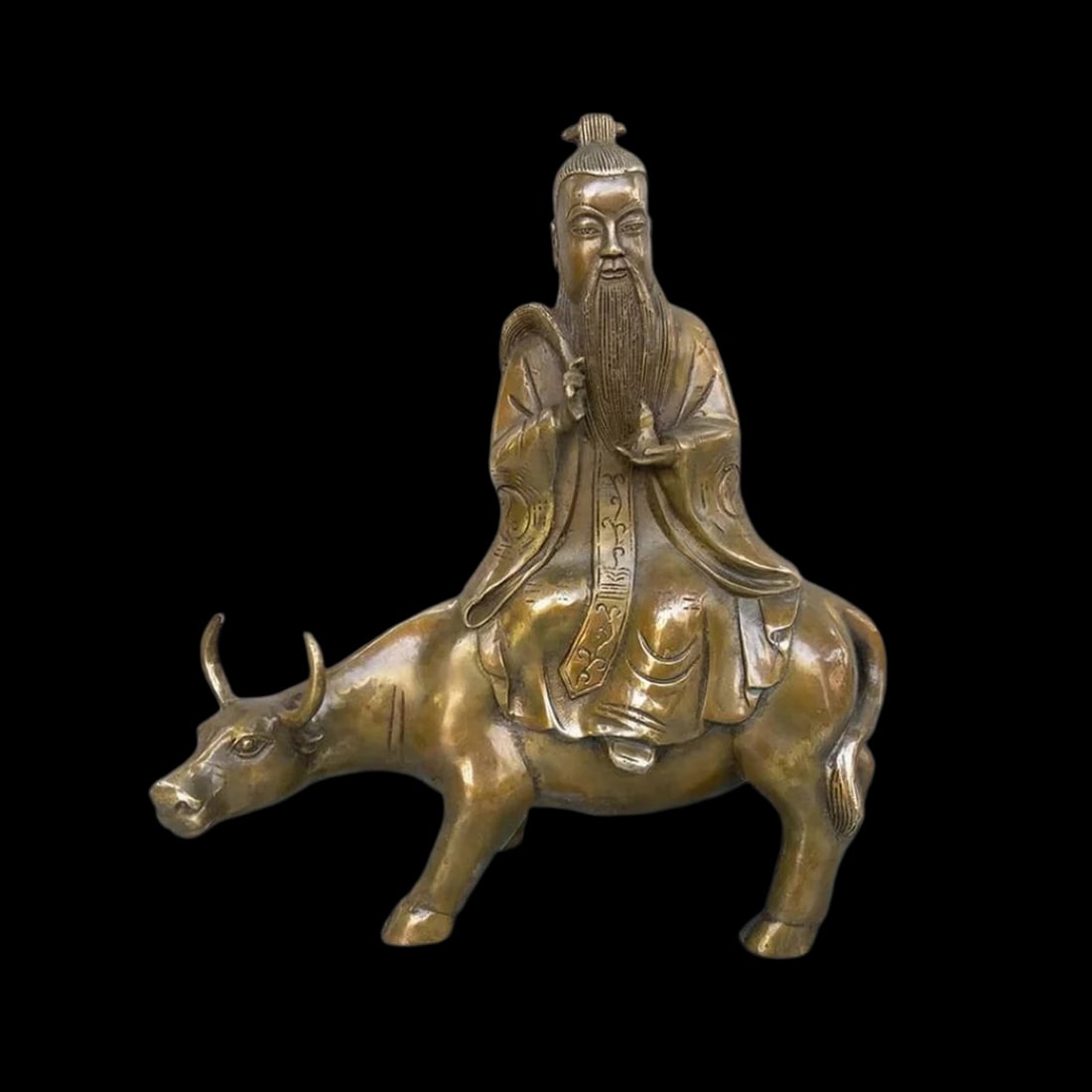 Old Style Handwork Bronzed Lao Jun Cow Sculpture (1 of 4)