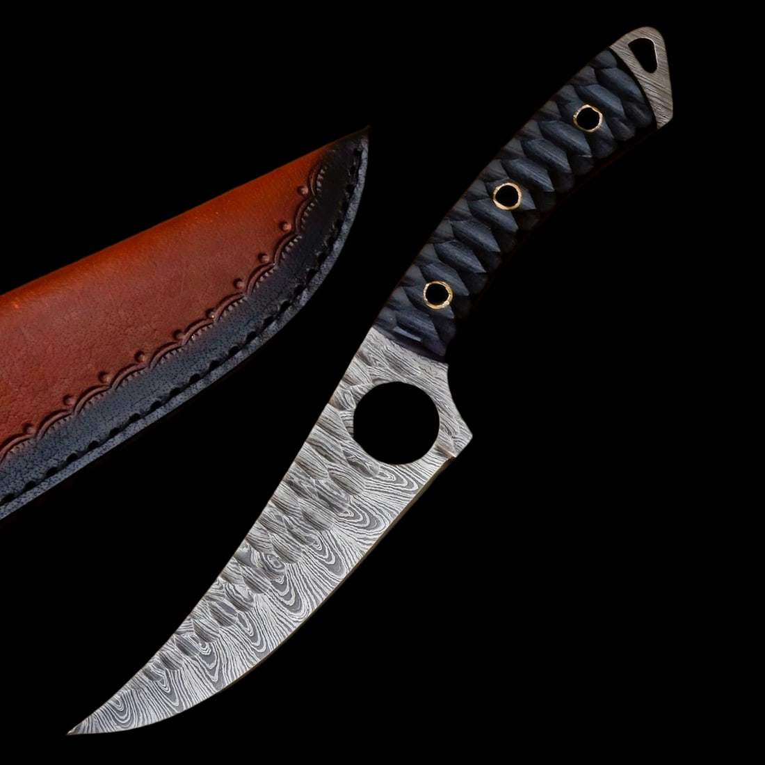 Handmade Damascus Steel Tactical Tracker Survival Hunting Knife Sheath (1 of 3)