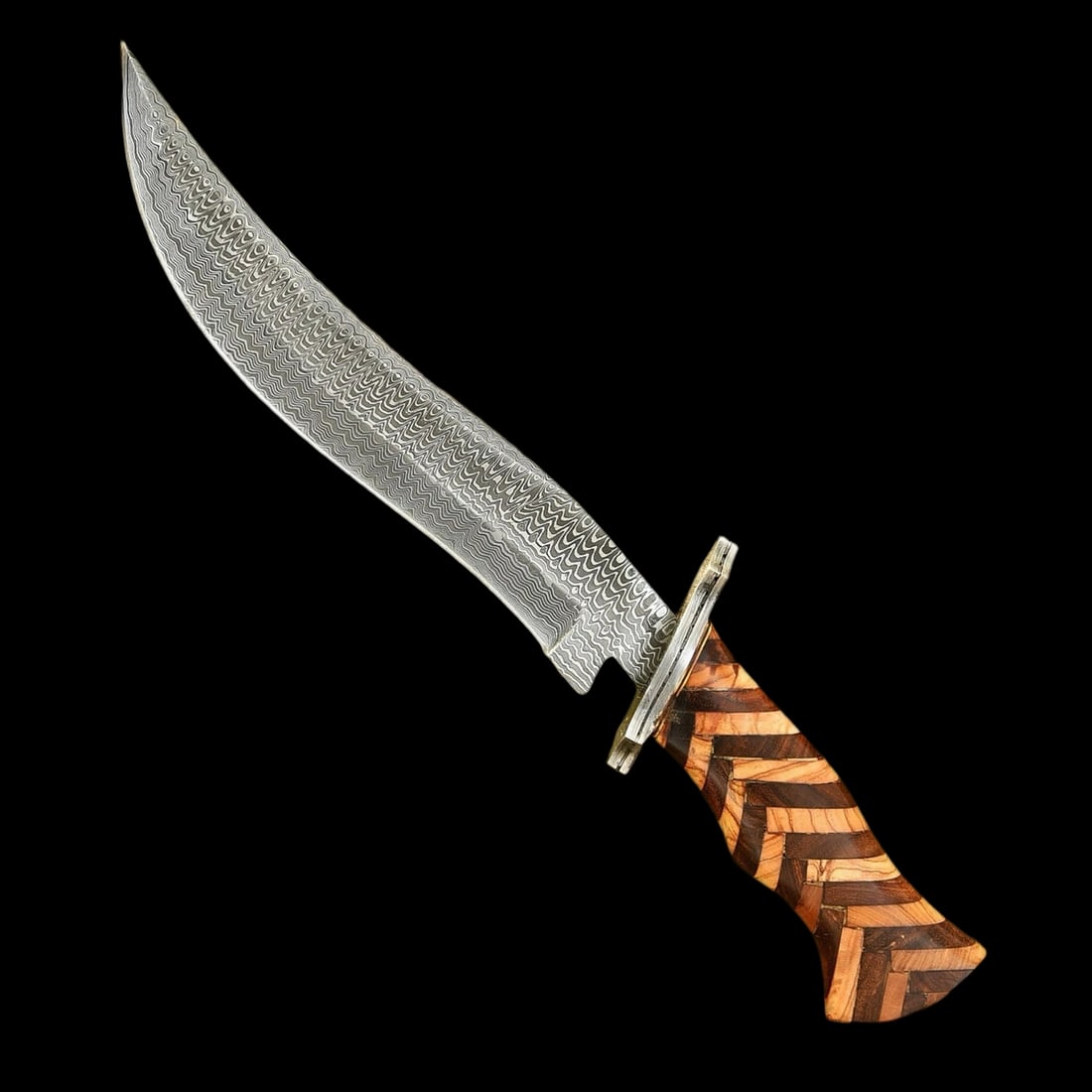 Handmade Custom Damascus Steel Hunting Bowie Knife Leather Sheath (1 of 5)