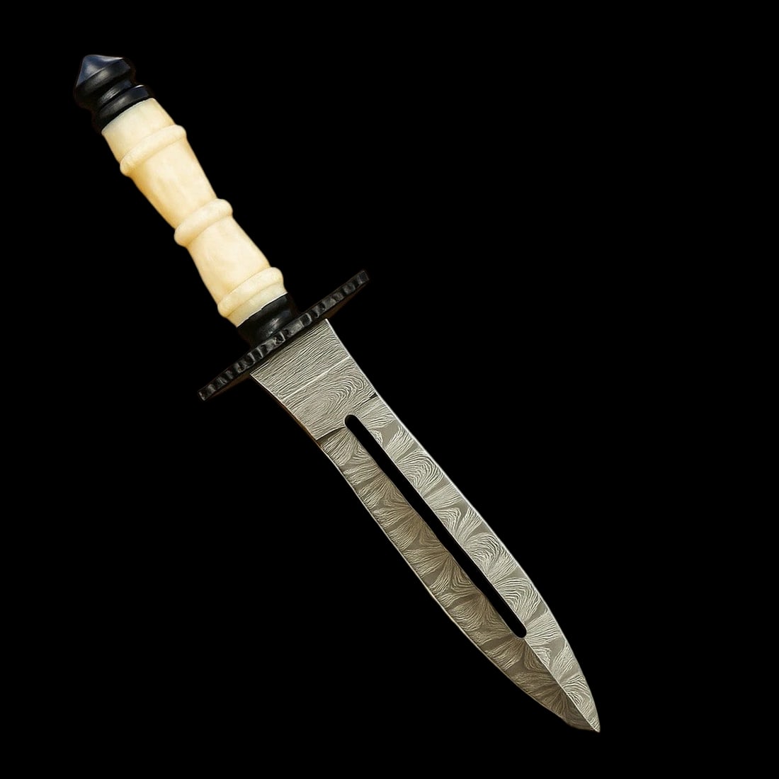 Custom Damascus Steel Double Edge V Four Two Dagger Knife (1 of 4)