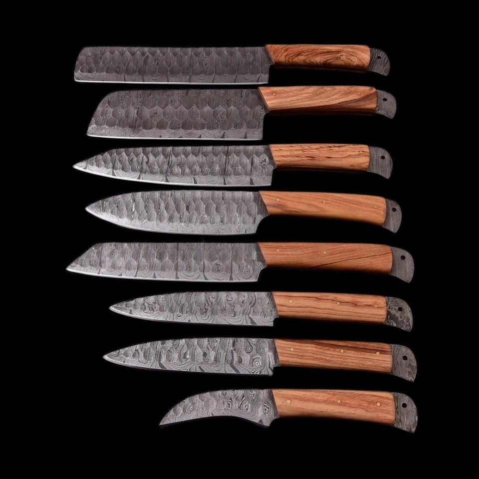 Handmade Damascus Steel Kitchen Chef Knife Set Eight Piece (1 of 6)