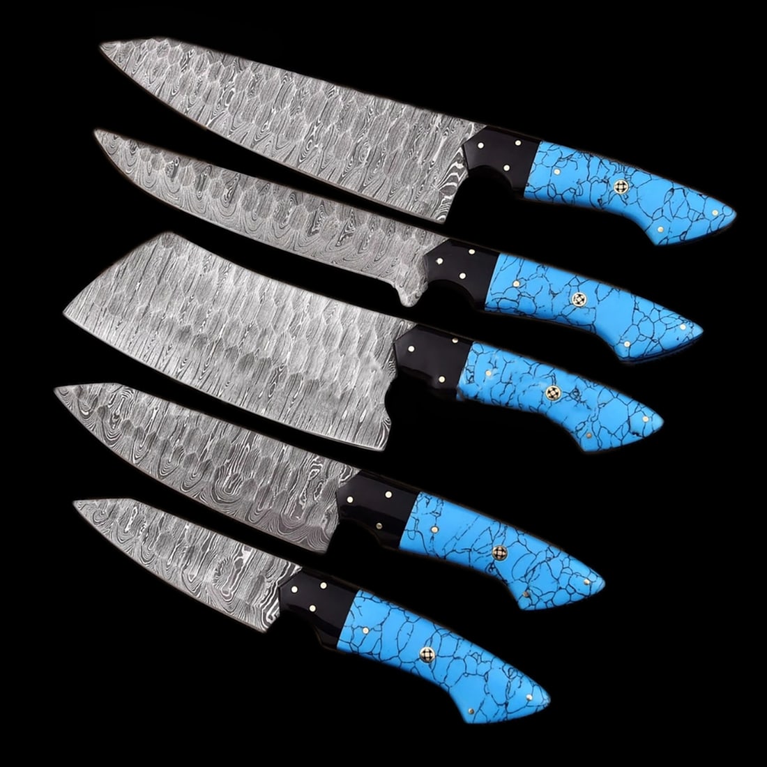 Handmade Damascus Steel Sharp Kitchen Chef Knife Set Sheath (1 of 5)