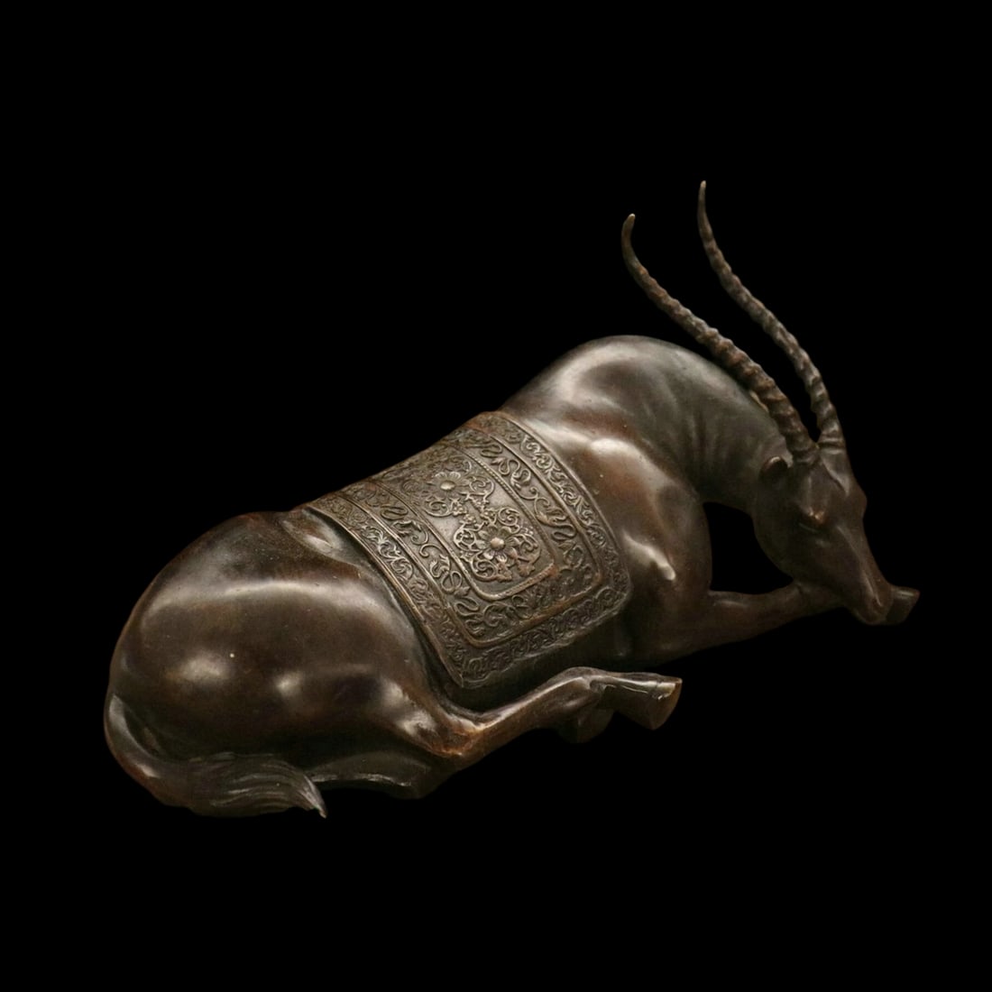 Asian Antique Style Bronze Wild Antelope Sculpture (1 of 4)