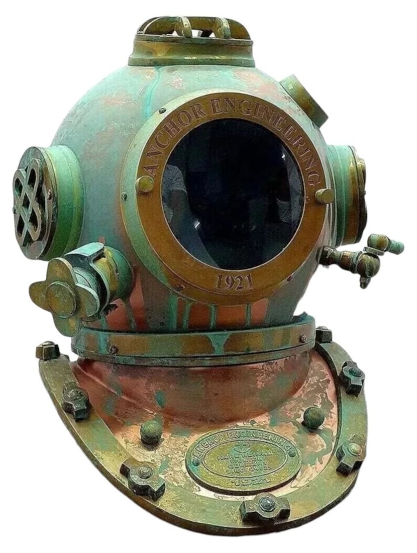 Polished Copper Brass Navy Diving Helmet Replica (1 of 5)