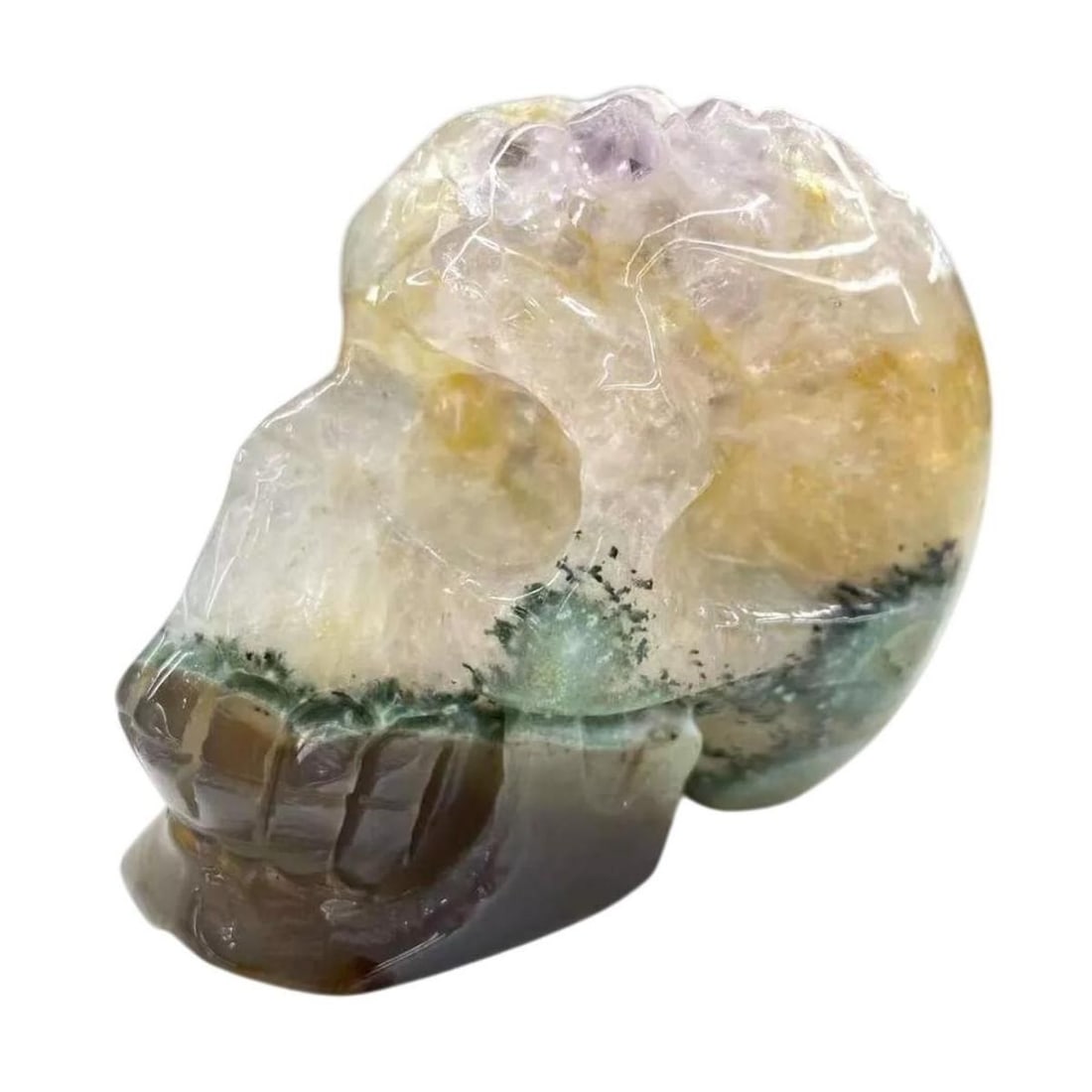 Natural Agate Crystal Hand-Carved Skull Statuette (1 of 2)
