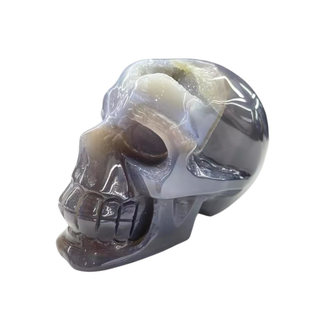 Polished Figurine Agate Geode Quartz Crystal Skull (1 of 2)