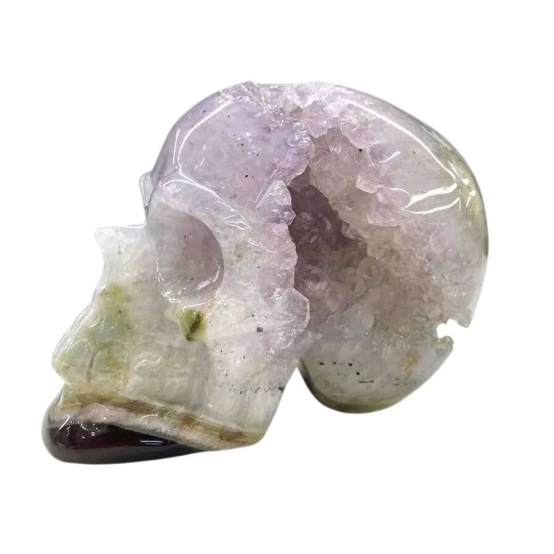 Intricate Agate Geode Quartz Carved Skull Crystal (1 of 2)