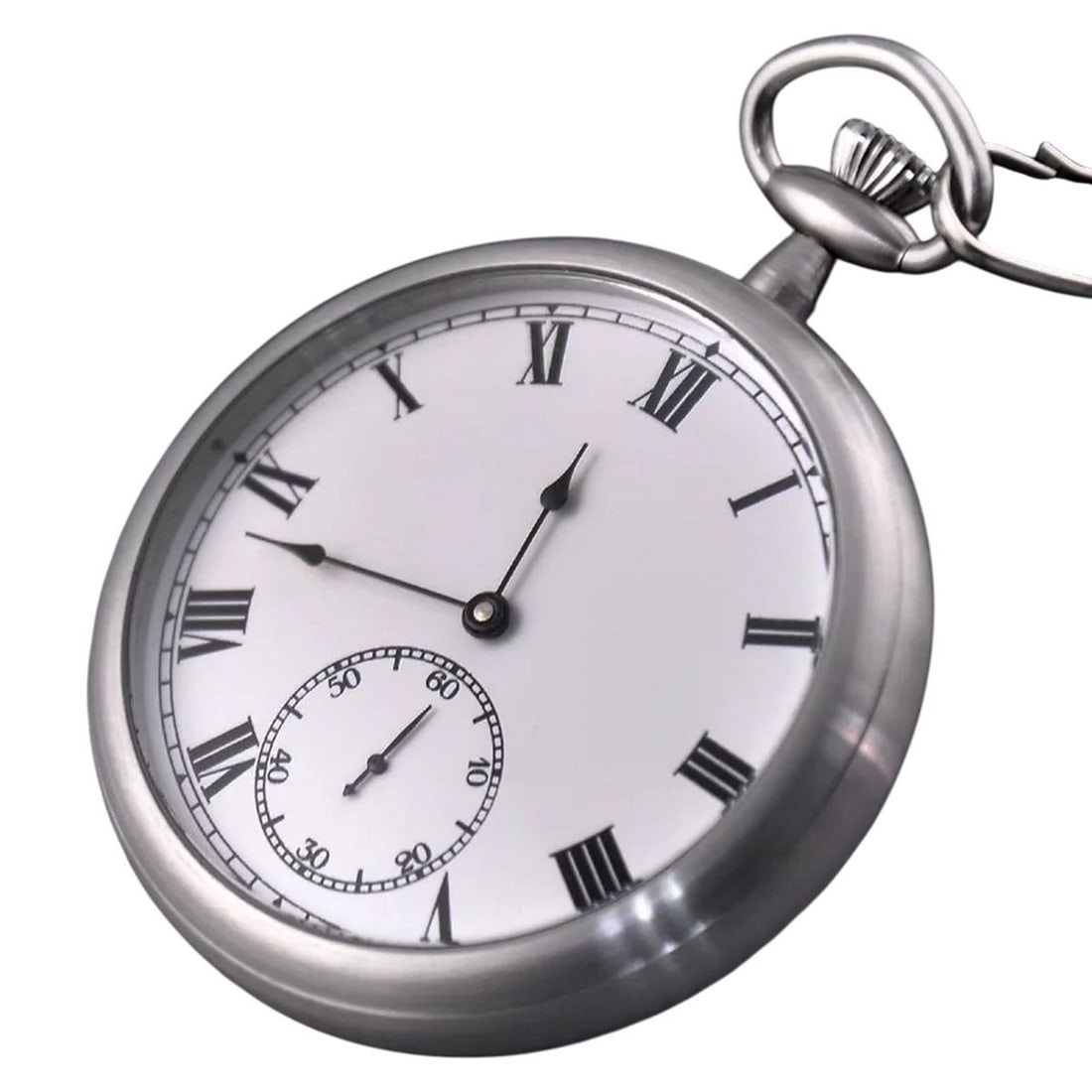 Retro-Inspired Water Resistance Steel Pocket Watch: Size: Dial Diameter 5 cm - Chain Length 37.0 cm. Materials: Stainless steel. Condition: Excellent. Retro-style water-resistant full steel Imperial pocket watch with a high-level hand-winding mechanica