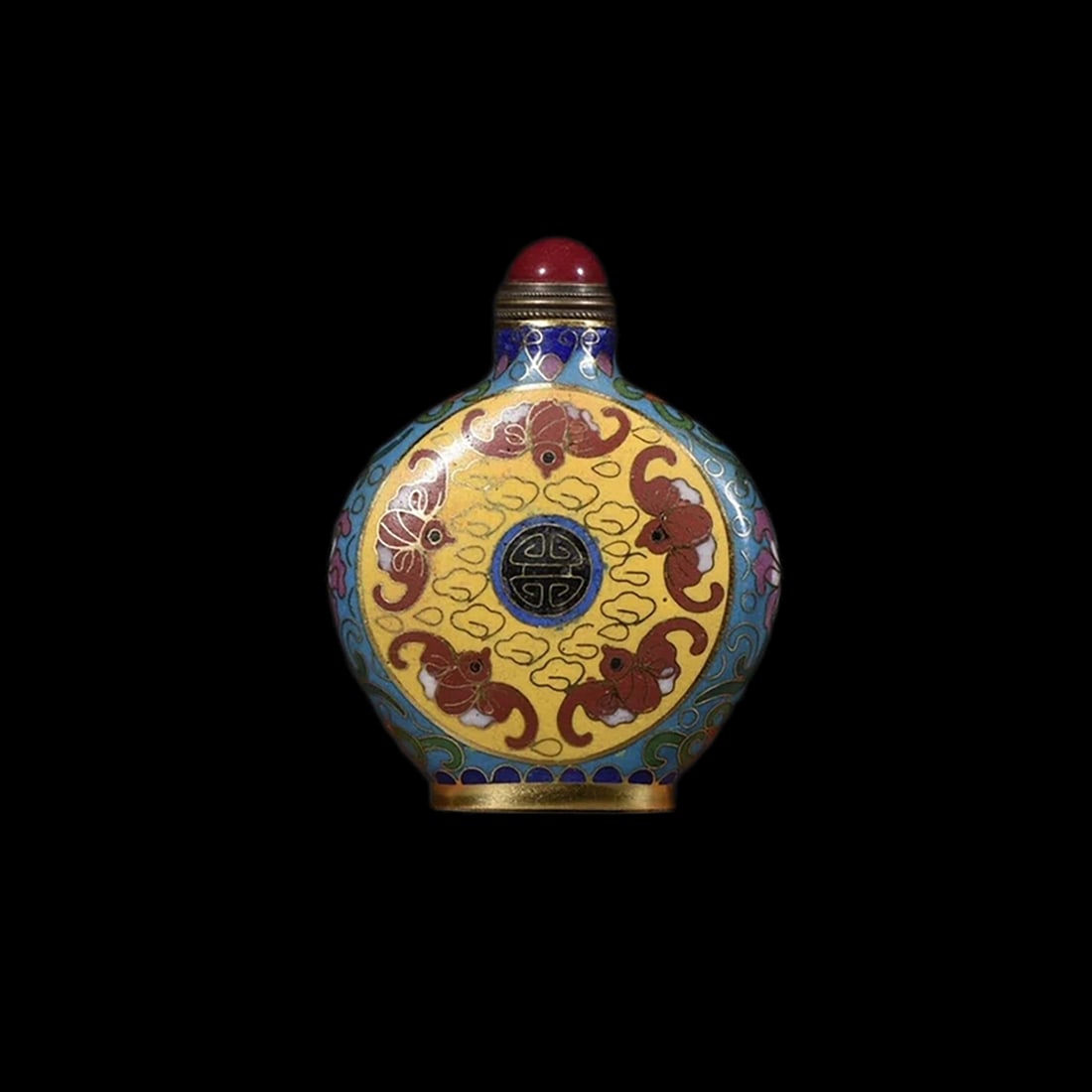 Bronze Copper Snuff Bottle Blessings Bat Motif (1 of 4)