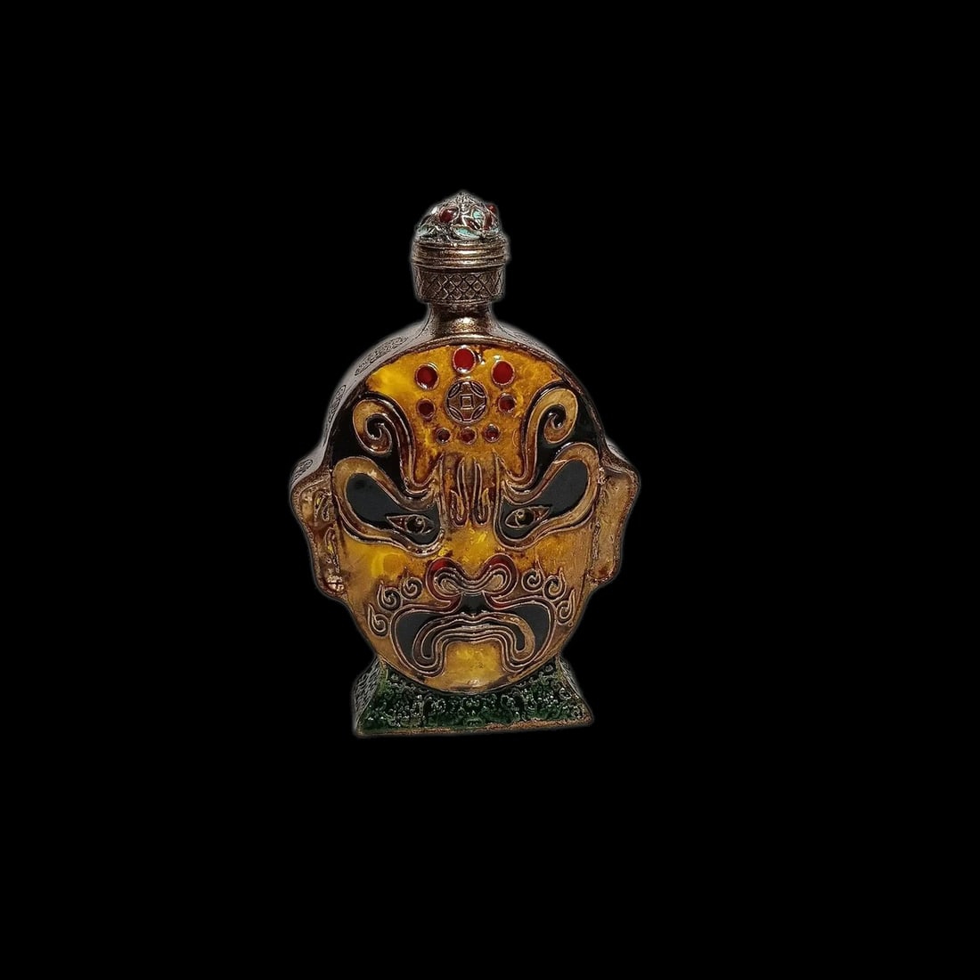 Copper Bronze Opera Mask Chinese Snuff Bottle (1 of 3)