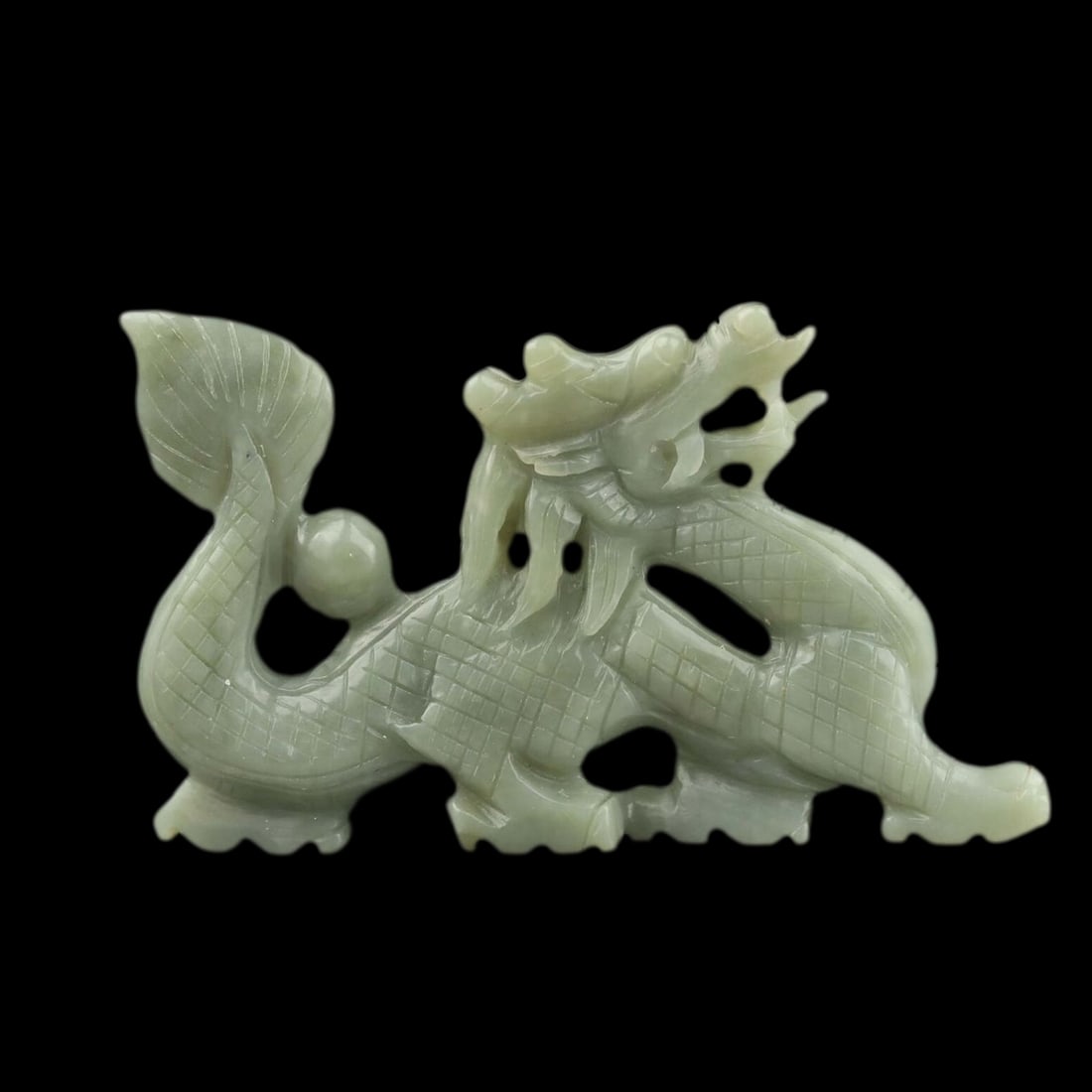 Hetian Jade Carved Dragon Dynamic Pose Statue (1 of 6)