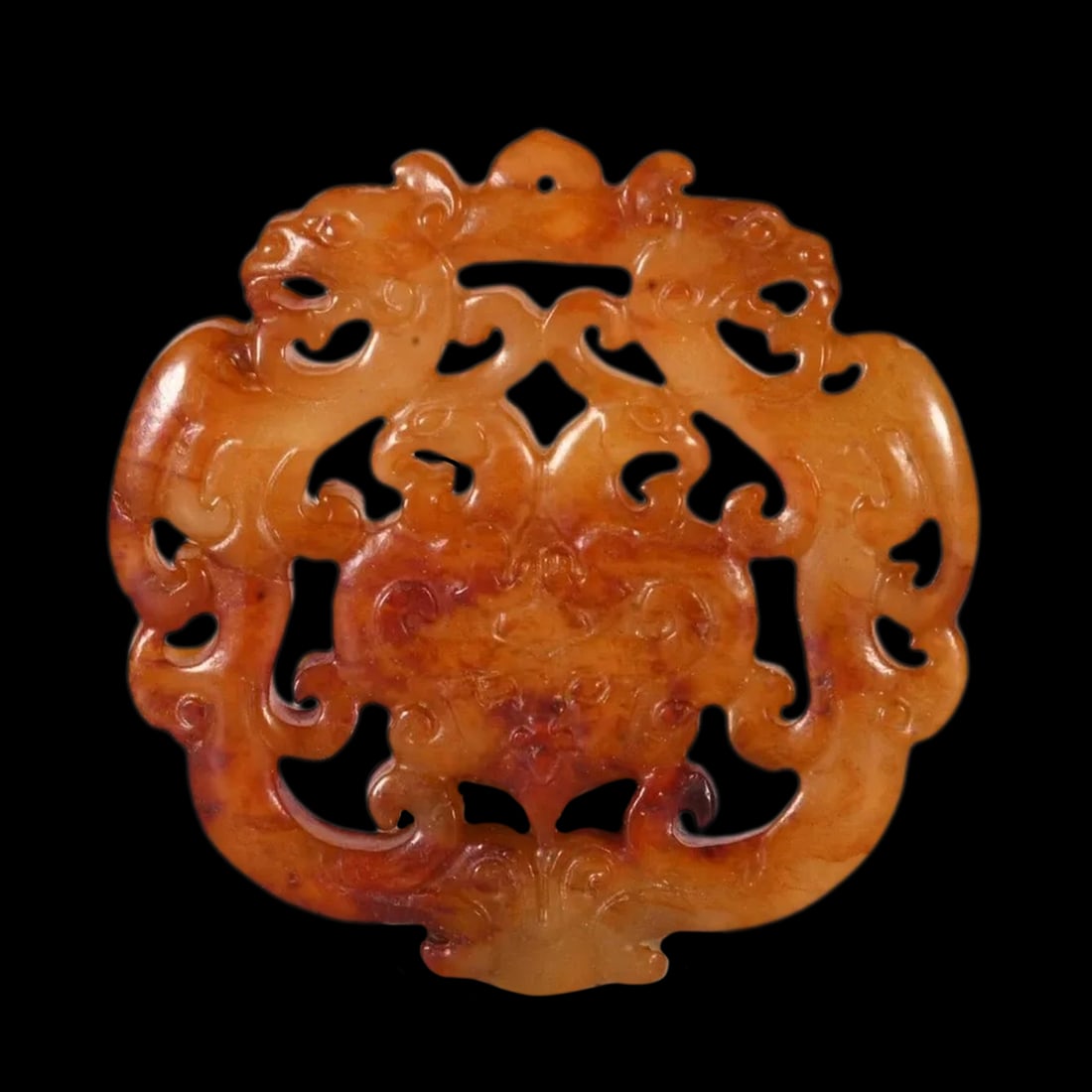 Retro-Style Jade Pendant Dragons Phoenixes Yubi (1 of 3)