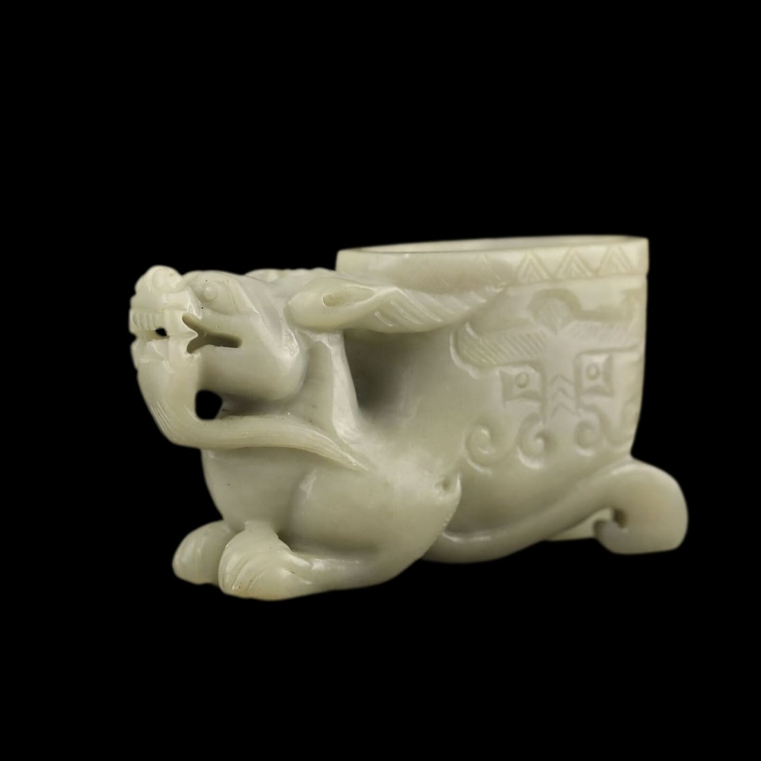 Asian Collectible Hetian Nephrite Jade Dragon Cup (1 of 6)